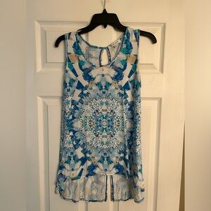 Rose+Olive Blue and White Sleeveless Top